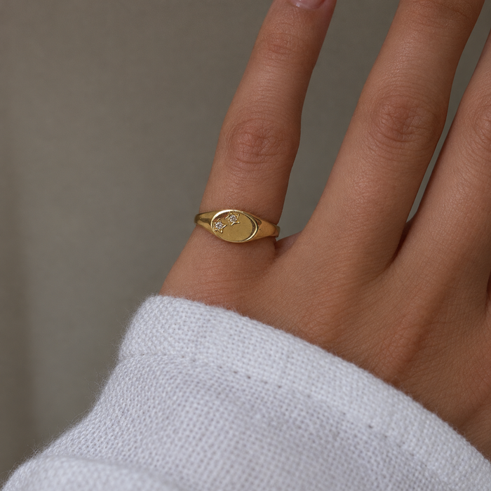 Gold Star Signet Ring
